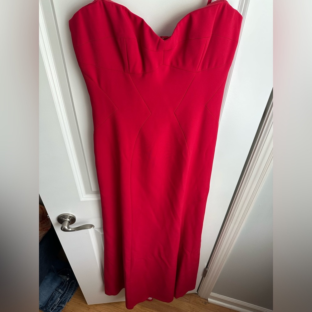 BCBGMaxAzria Red Strapless Floor-Length Gown - Picture 8 of 14